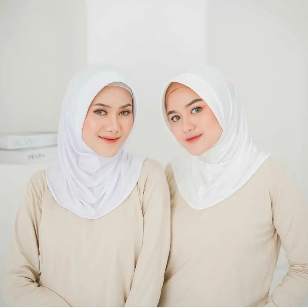 MALAYU HIJAB Kerudung Krudung Hijab Jilbab Bergo Olahraga Sport Sporty Volly Wanita Muslim Bahan Jersey Zoya Premium Korea Murah Instan Instant Syari Warna Putih-1
