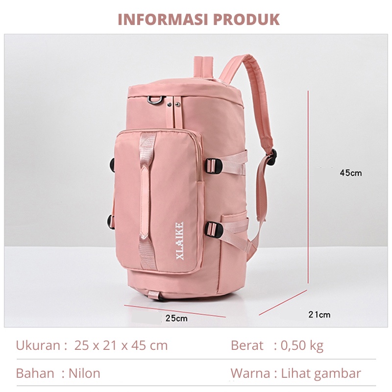 Uphike Tas Ransel Wanita Travel Bag Tas Travel Multifungsi 3 IN 1 Selempang Koper Twotone Travel Gym Olahraga TTB03