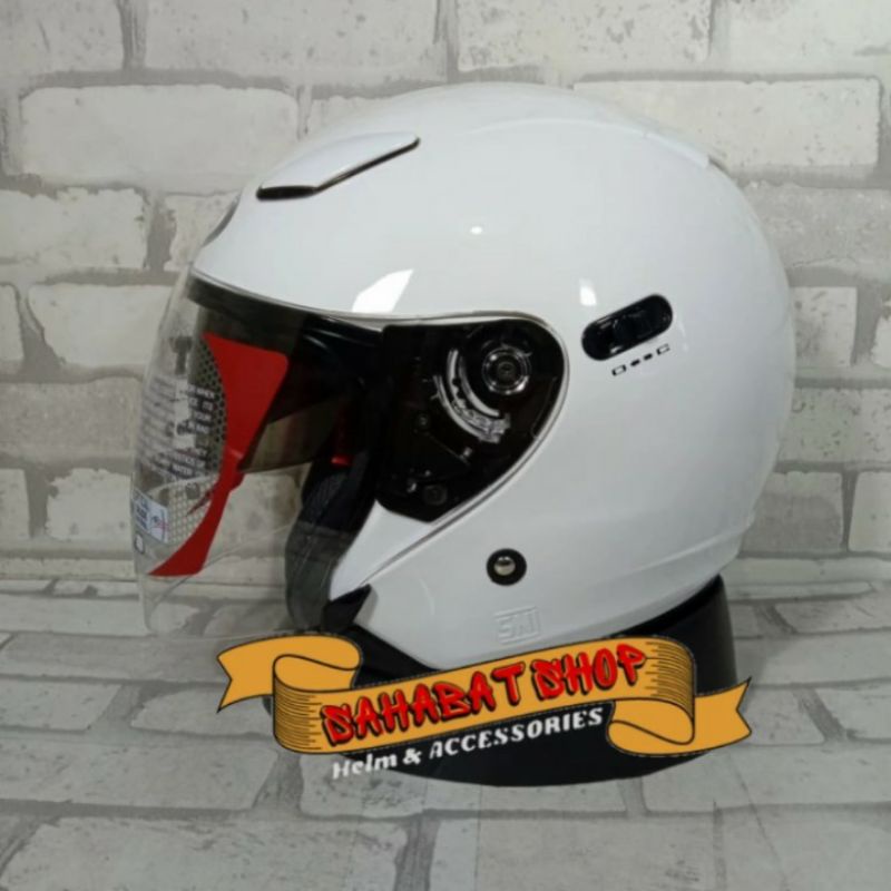 HELM KYT DJ MAXI SOLID WHITE GLOSSY | DOUBLE VISOR | HELM SNI