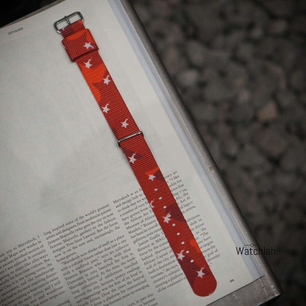Watchlah Printed Nylon Strap - Red Star