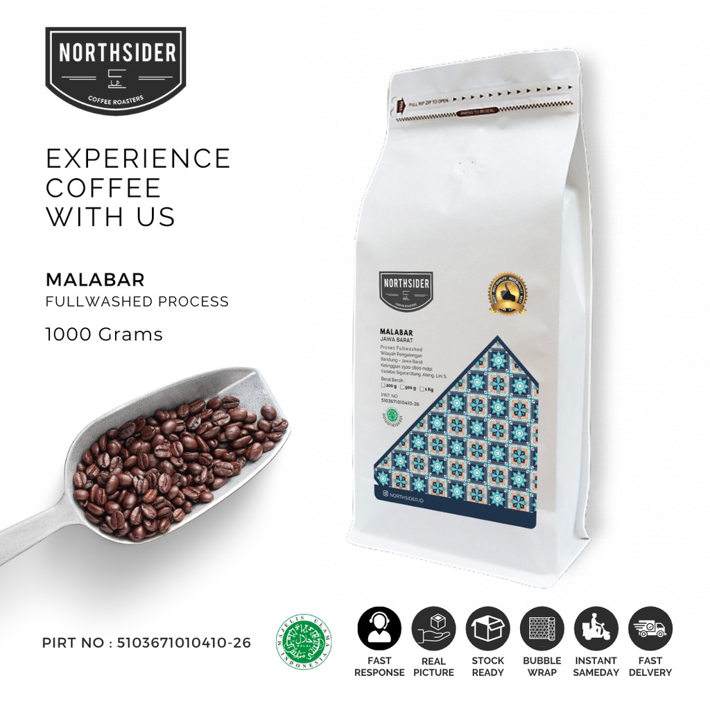 BIJI KOPI ARABIKA JAVA MALABAR FULLWASHED - 1KG NORTHSIDER COFFEE