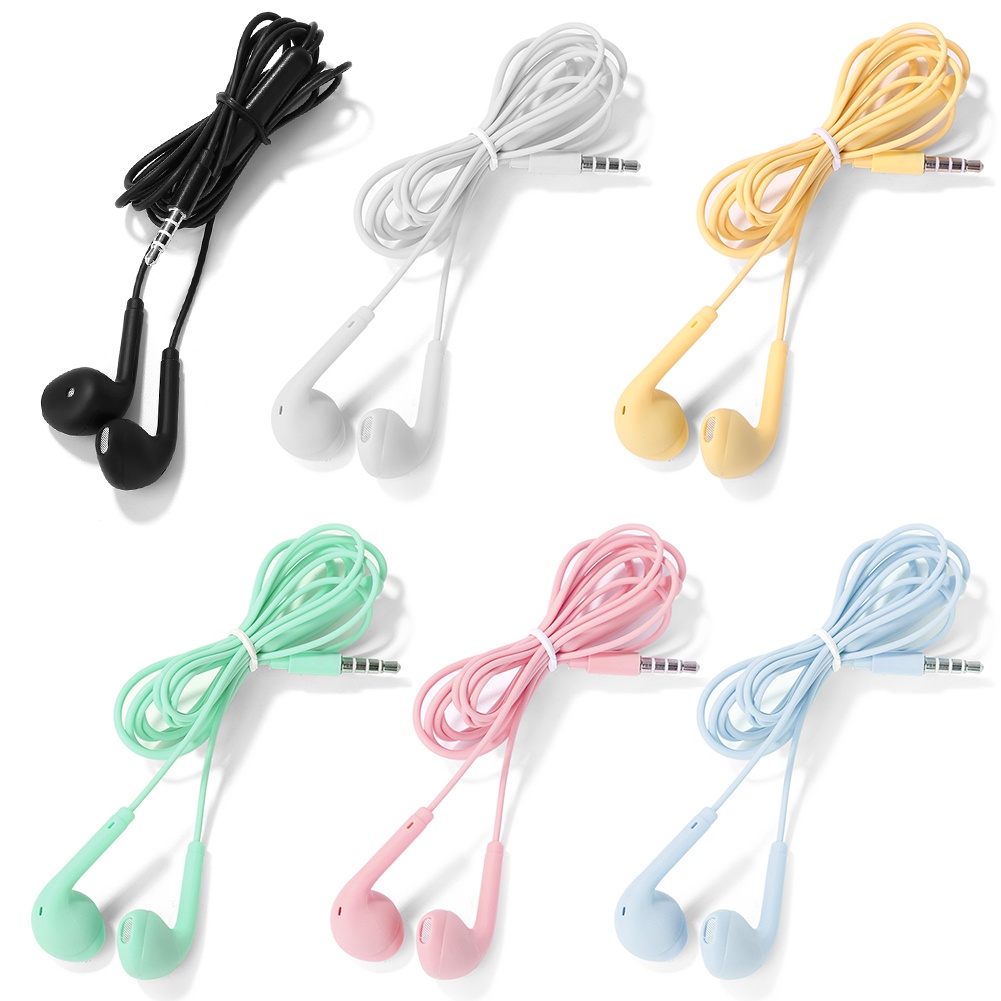 【Beli dua diskon 20%】 goojodoq 1.2m Earphone U19 Macaron Color HIFI Over Ear Headset