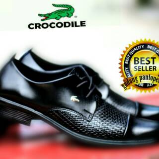  SEPATU  PANTOFEL  HITAM CROCODILE PANTOPEL KULIT ASLI FORMAL 