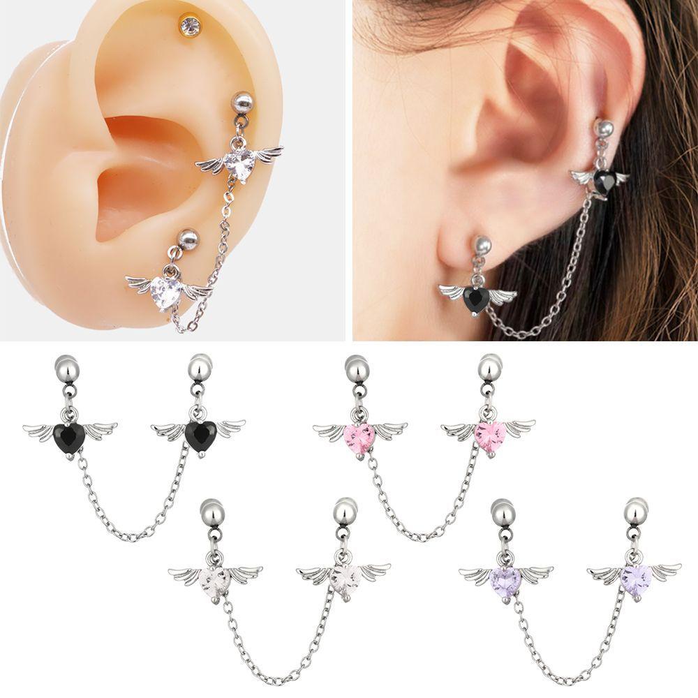 Anting Tindik Nanas Helix Menjuntai Wanita Cewek 1.2mm Sayap Malaikat