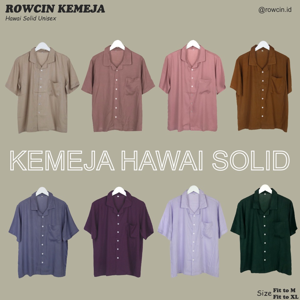 KEMEJA HAWAI POLOS UNISEX KATUN RAYON KEMEJA LENGAN PENDEK