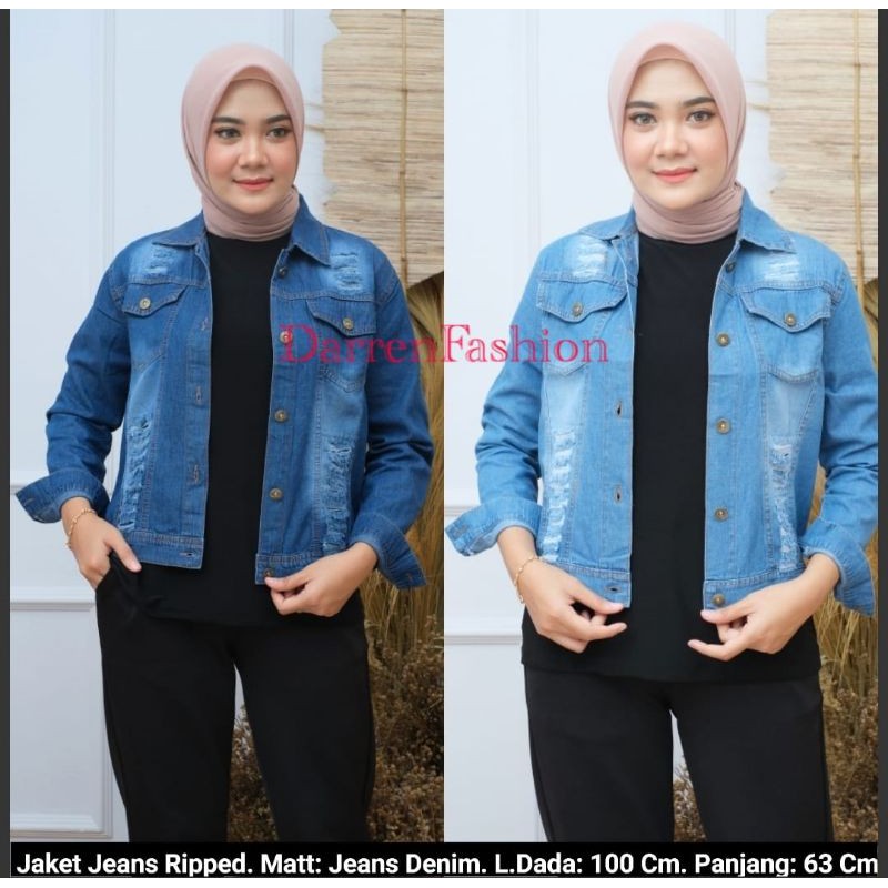 Jaket Jeans Denim Ripped Untuk Wanita Dewasa . Jaket Jeans Wanita Murah