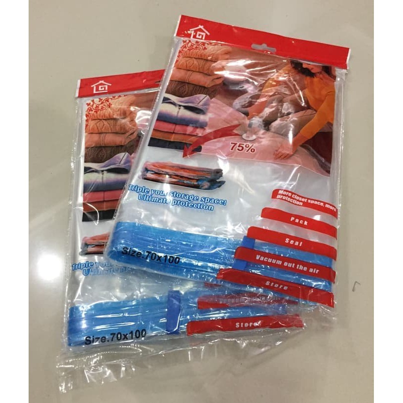 PLASTIK VACUUM BAG UNTUK PAKAIAN / VAKUM / VACUM (70 x 100) ORANGE