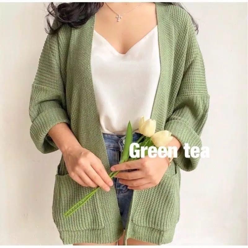 Cardigan Rajut Wanita Oversize / Loocy Cardy / Cardigan Rajut 7get Tebal Premium-Mint