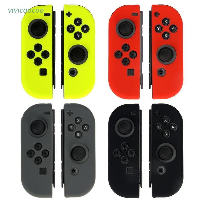 Vivi 2pcs Case Cover Pelindung Controller Nintendo Switch Oled Kiri / Kanan Bahan Silikon Anti Slip