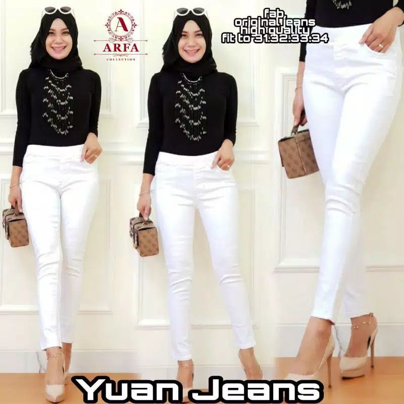 YUAN JEGGING POLOS WHITE JEANS MURAH.