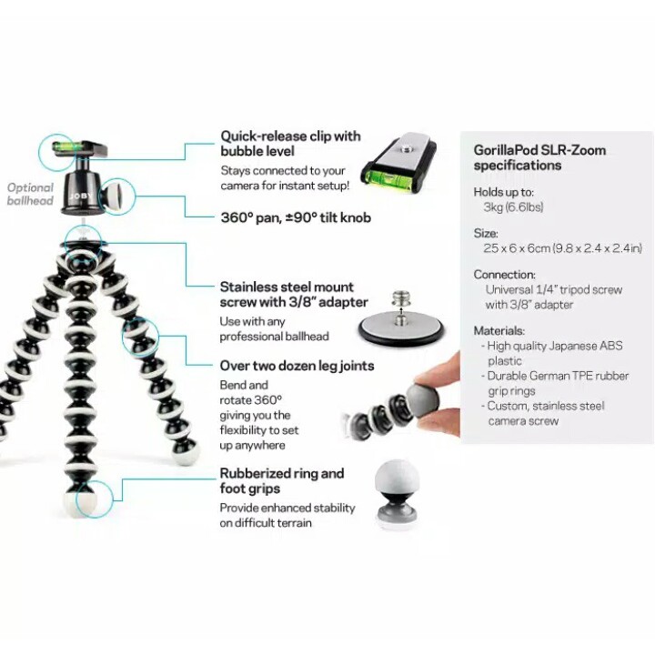 Paket Youtuber 5 In 1 (Mini Gorillapod + Holder U + Clip On Mic + U Splitter + Headset Super Bas)