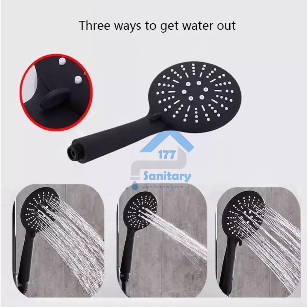 Shower Tiang Gede Hitam T339-Tiang Shower Mandi Handshower 12cm black jumbo semprotan 3in1 minimalis bathroom /L40-S8A