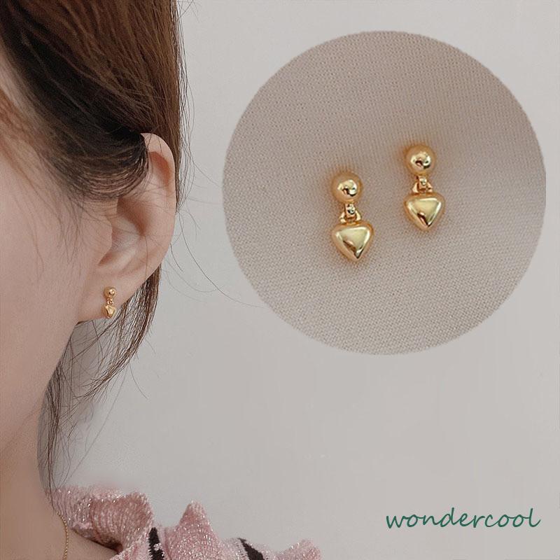 Anting Cinta Kecil Tetesan Air Kecil Berbentuk Hati Desain Niche Anting Sederhana Kelas Atas-Won