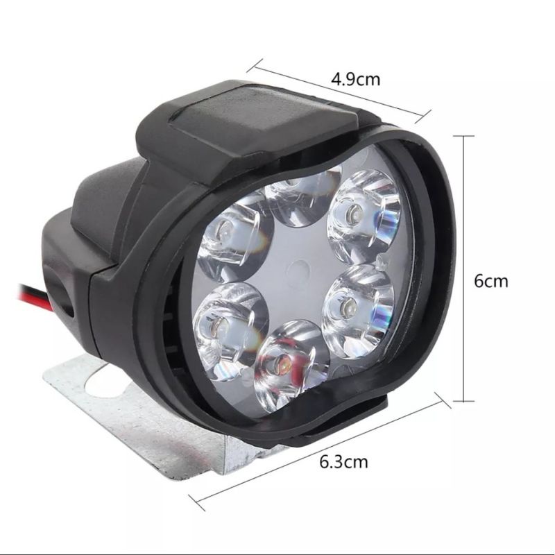 SEPASANG Lampu Tembak Sorot 6 Mata LED Spion Motor 6 Watt 12Volt+on/off stang