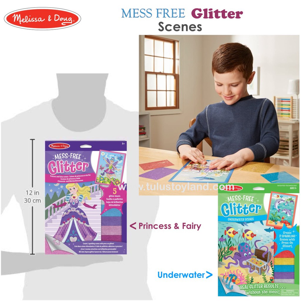 Melissa Doug Mess Free Glitter Foam Sticker Gambar Mewarnai Scenes Gliter Spon Mainan Kreativitas