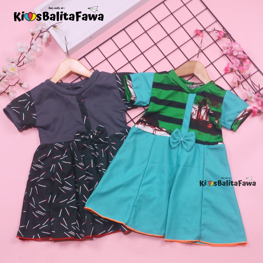 Dress Pita Bayi 3 - 12 bulan (++) / Baby Anak Perempuan Dres Lengan Murah Pesta Gaun Baju Batik Adem