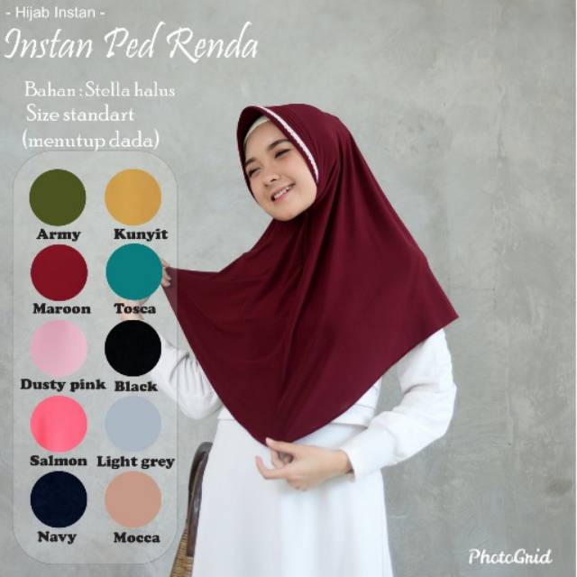 KHIMAR / HIJAB TERBARU - INSTAN PED RENDA - BEST SELLER BAHAN STELLA HALUS PREMIUM7