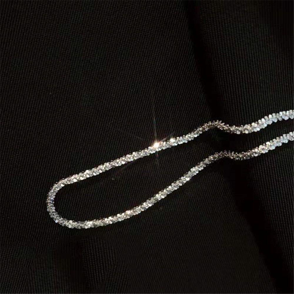 Suyo Sparkling Choker Elegan Trend Rantai Klavikula Warna Silver