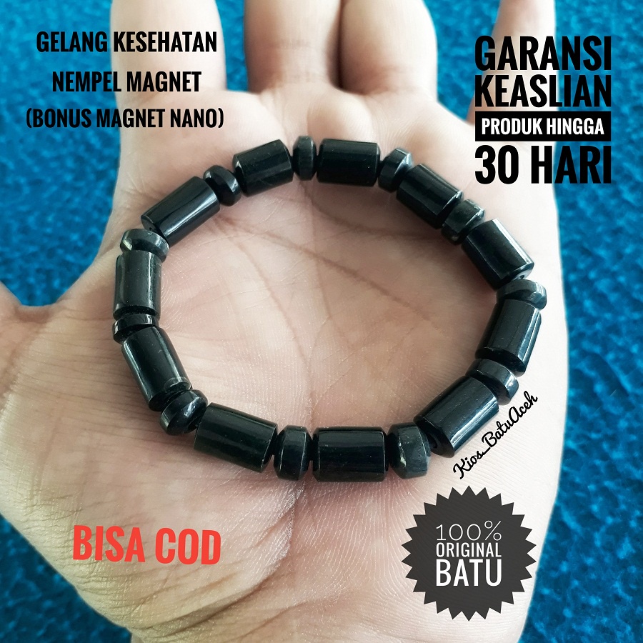 Gelang Batu Giok Hitam Black Jade Original Asli Aceh Tabung Pipih