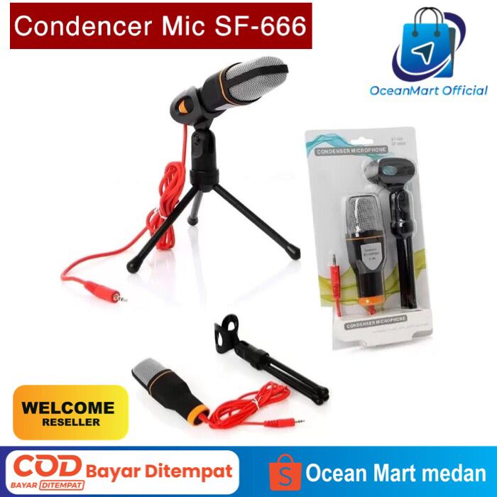 Microphone Condenser SF-666 Stand Mic Recording HP Desktop Youtube Aksesoris Handphone HP OCEANMART OCEAN MART Murah Grosir