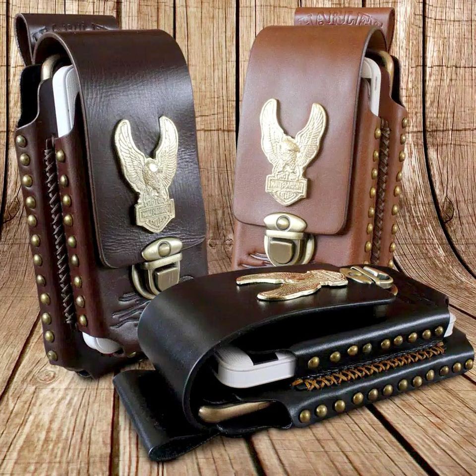 tas Hp Pinggang Harley 2 slot Kulit Sapi Asli KUALITAS PREMIUM