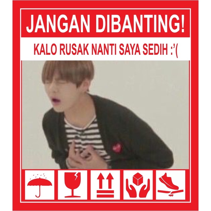 STIKER FRAGILE KPOP LUCU KOREA STIKER JANGAN DIBANTING-M