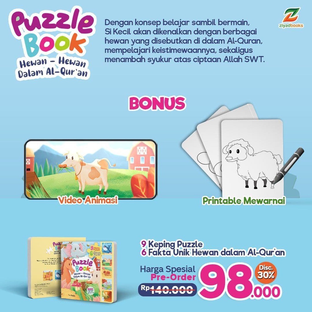 Hot Sale!!! Puzzle Book Hewan-Hewan Dalam Hadis (Ziyad)