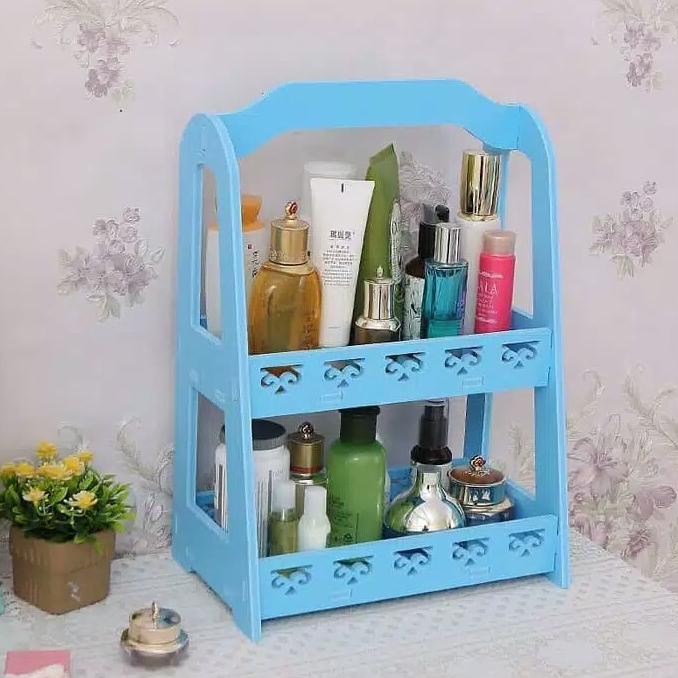 Rak Kosmetik Lipstik Bedak dua susun / Tempat Make Up mini /