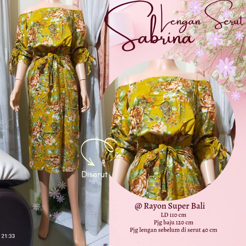 Sabrina Lengan Serut //Dress Sabrina Serut //Sabrina Rayon Bali