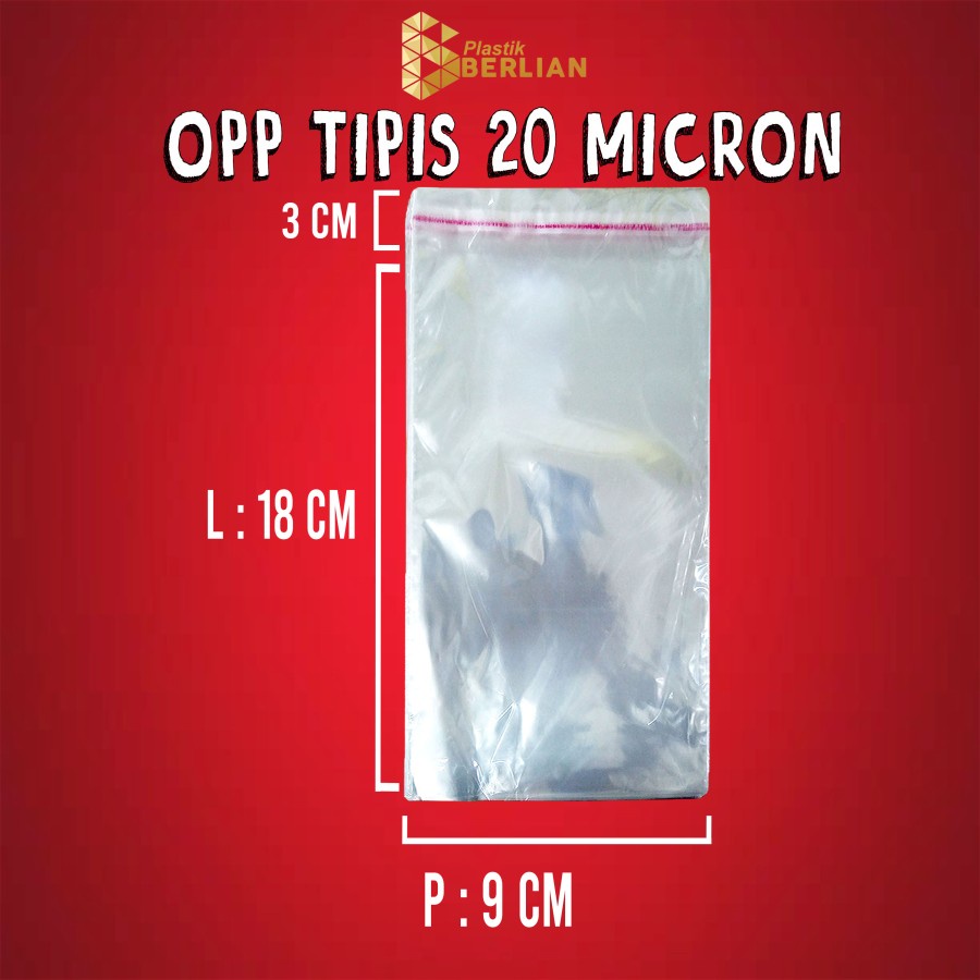 

9 x 18 cm Plastik OPP TIPIS (100 lbr) lem/seal