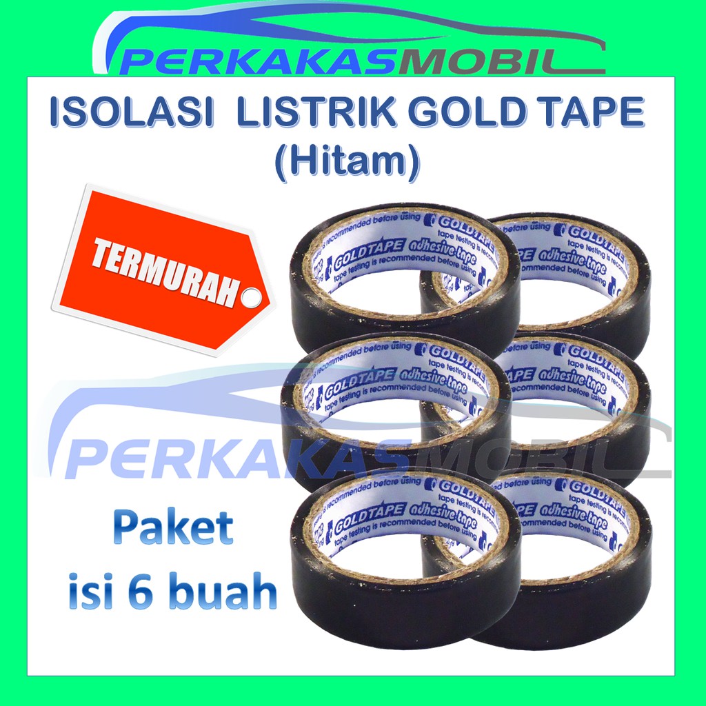 

6 Gold Tape Isolasi listrik atau selotip kabel listrik hitam atau Black Vinyl Electrical Tape asli