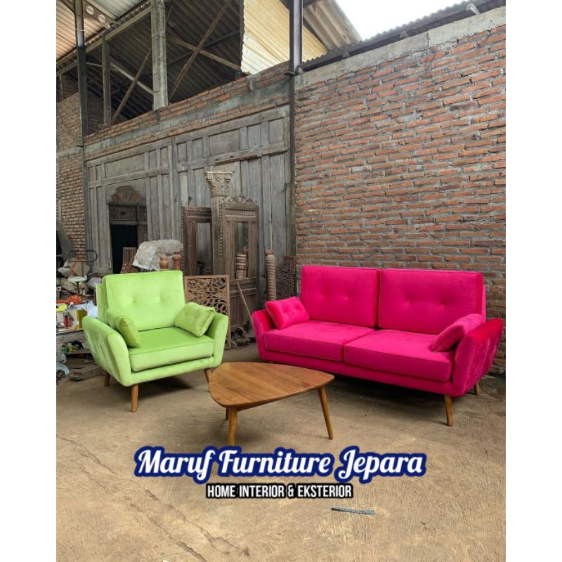 Set Kursi Sofa Tamu Retro Minimalis 21 + Meja