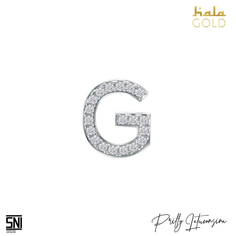 Liontin Emas Prilly Lop U Hala Gold Huruf Alphabet G