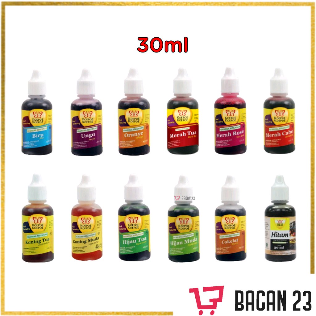 Koepoe - Koepoe Pewarna Makanan ( 30 ml ) ( Merah - Kuning - Hijau ) / Bacan 23 - Bacan23