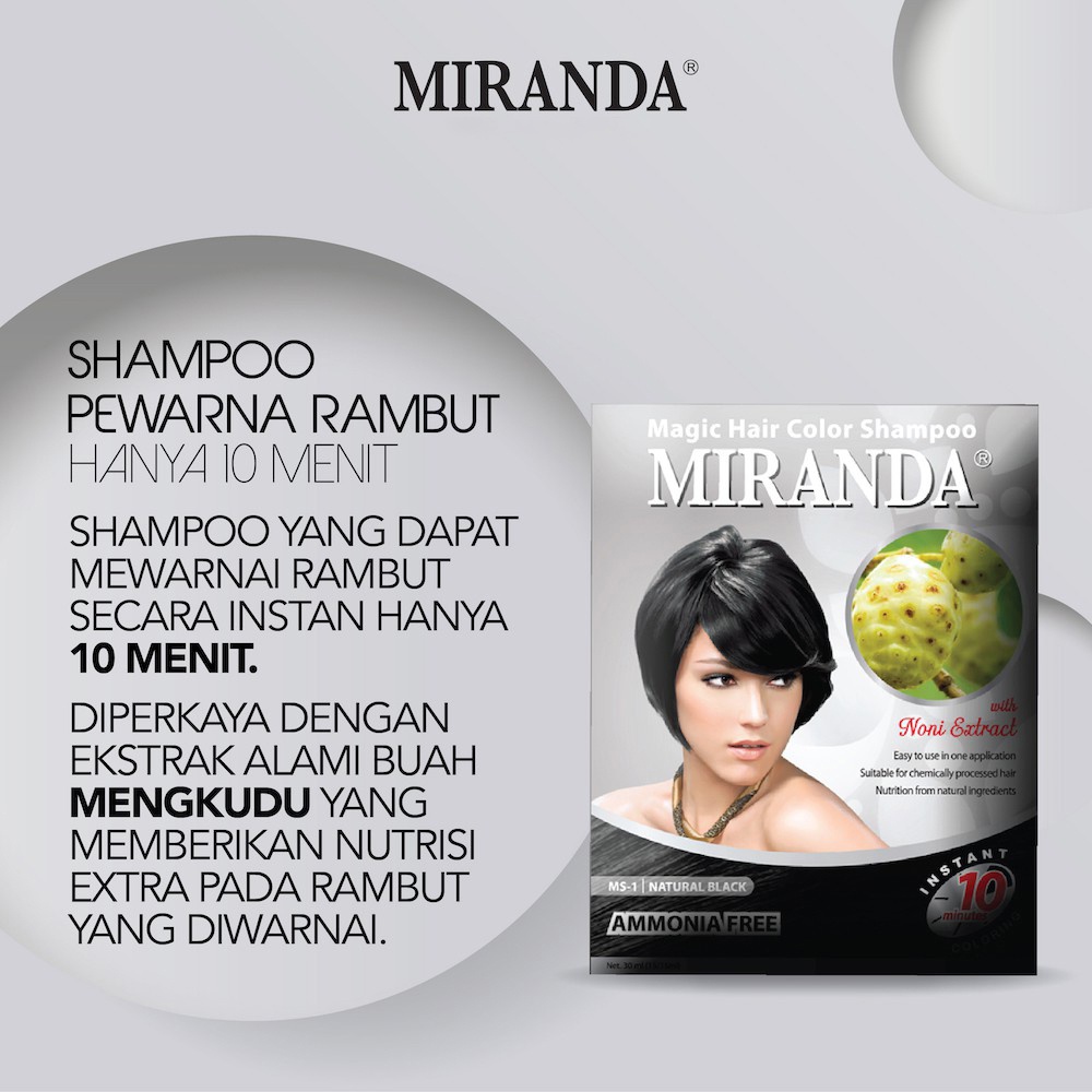 Miranda Magic Hair Color Shampoo Pewarna Rambut 30ml