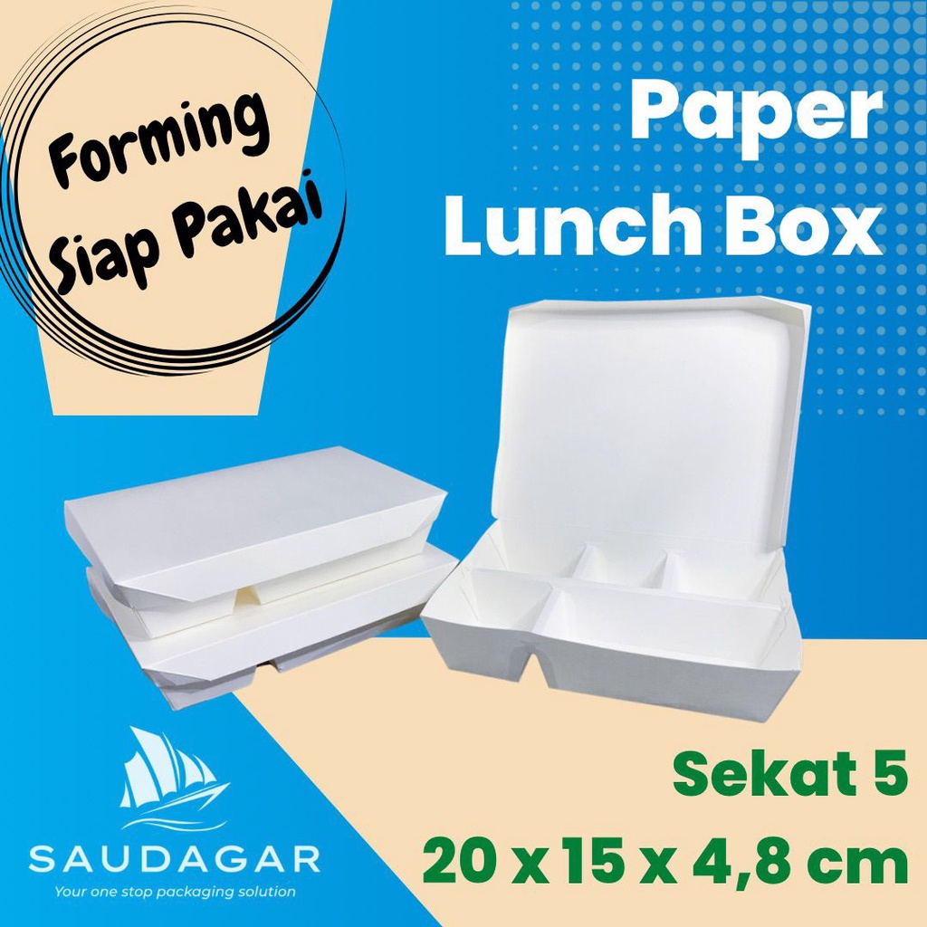 Paper lunch box small medium large warna putih dan coklat siap pakai