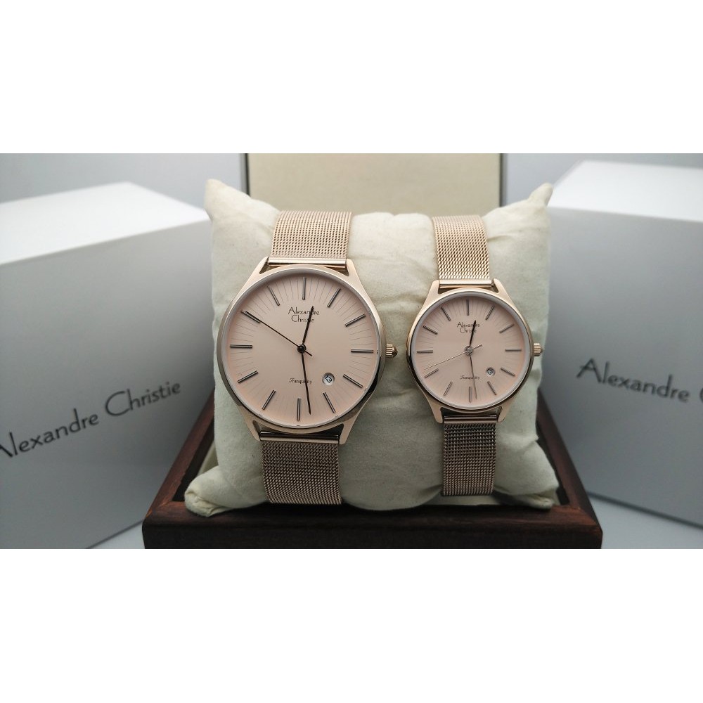 Alexandre Christie AC 8522 Full Gold Couple Edition Original di lapak Chelli Watch chelliwatch