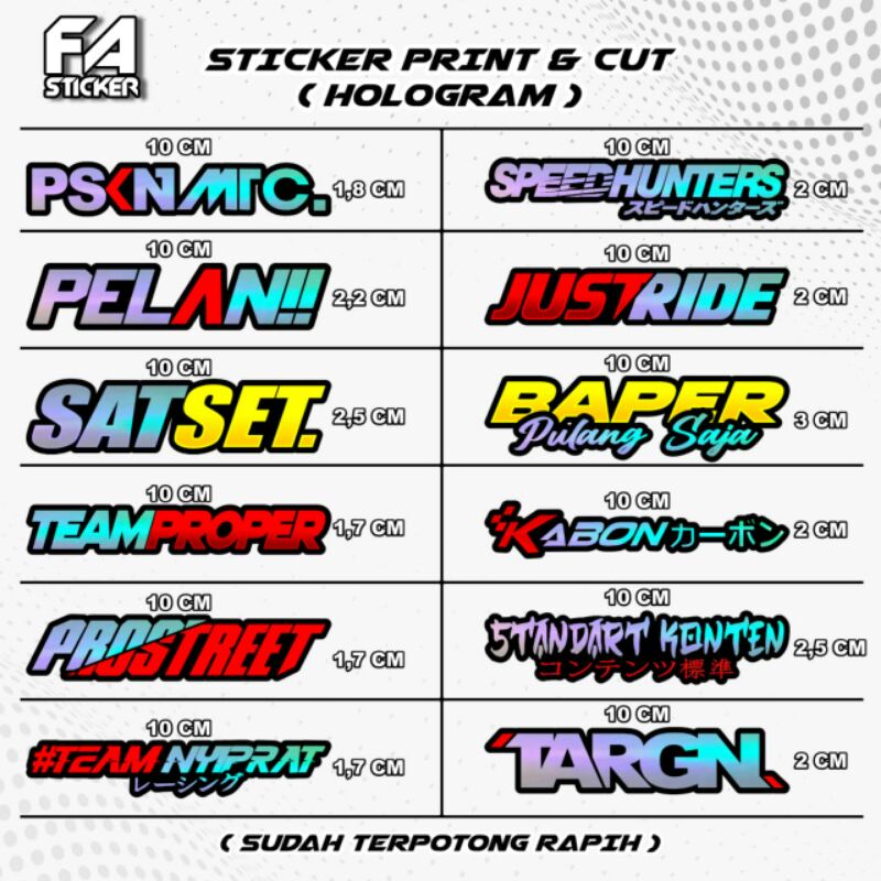 Stiker Motor Print Cutting Satuan Sticker Helm