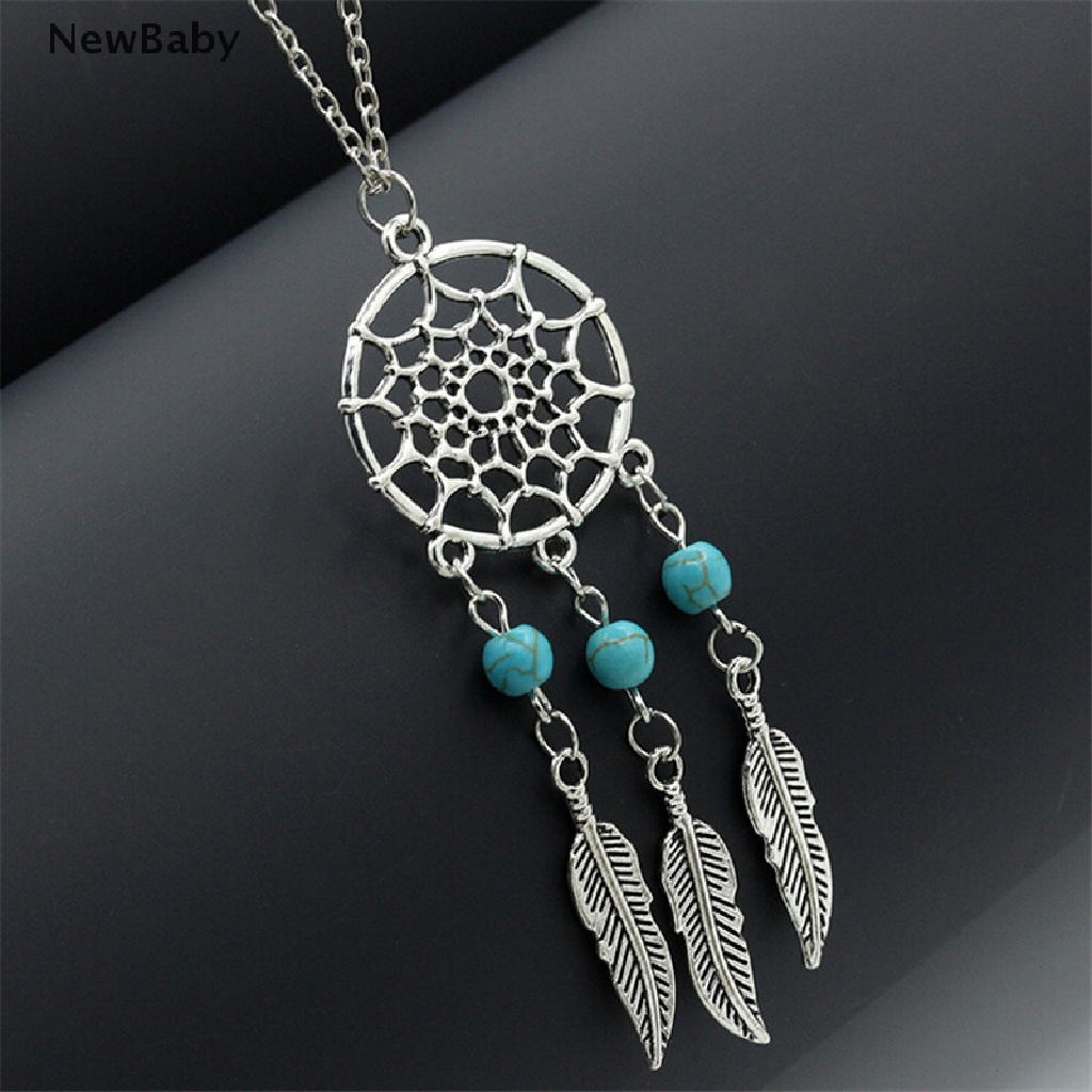 Kalung Rantai Dengan Liontin Dream Catcher Aksen Batu Turquoise Untuk Wanita