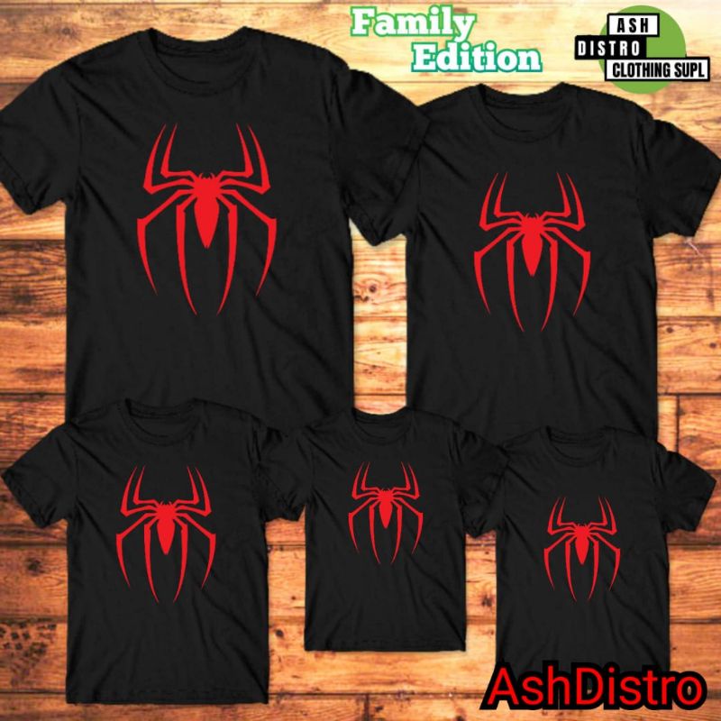 RB Kaos couple keluarga motif spiderman / baju family ayah ibu anak logo superhero