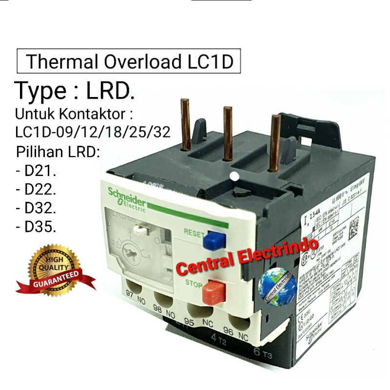 Thermal Overload LRD2 Untuk Kontaktor LC1D-09/12/18/25/32.