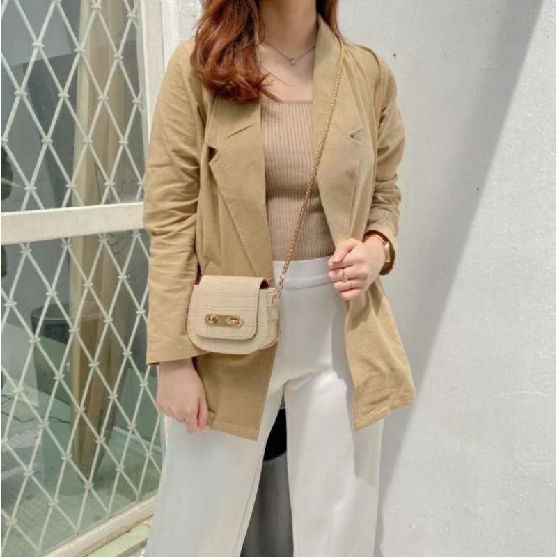 NANCY BLAZER LINEN WANITA // LOONA CASUAL OUTER WANITA // KEMEJA BLAZER WANITA