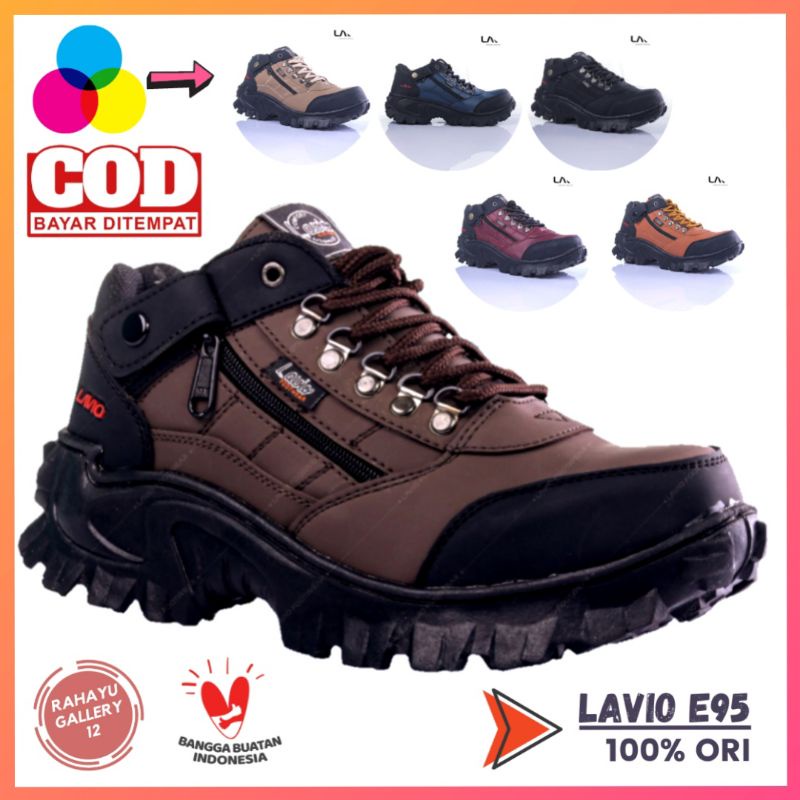 Lavio E95 Sepatu Safety Ujung Besi Pria Original Kulit Sintetis Premium