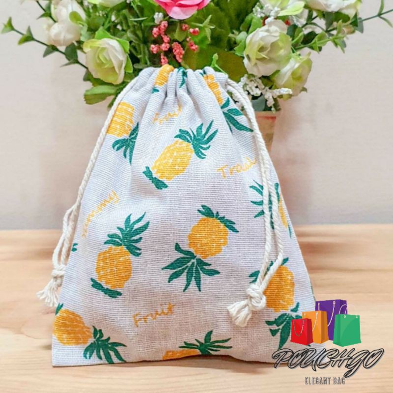 Pouch Serut Travel Pouch Organizer Souvenir Tas Serut Motif Kain Goni Ukuran S