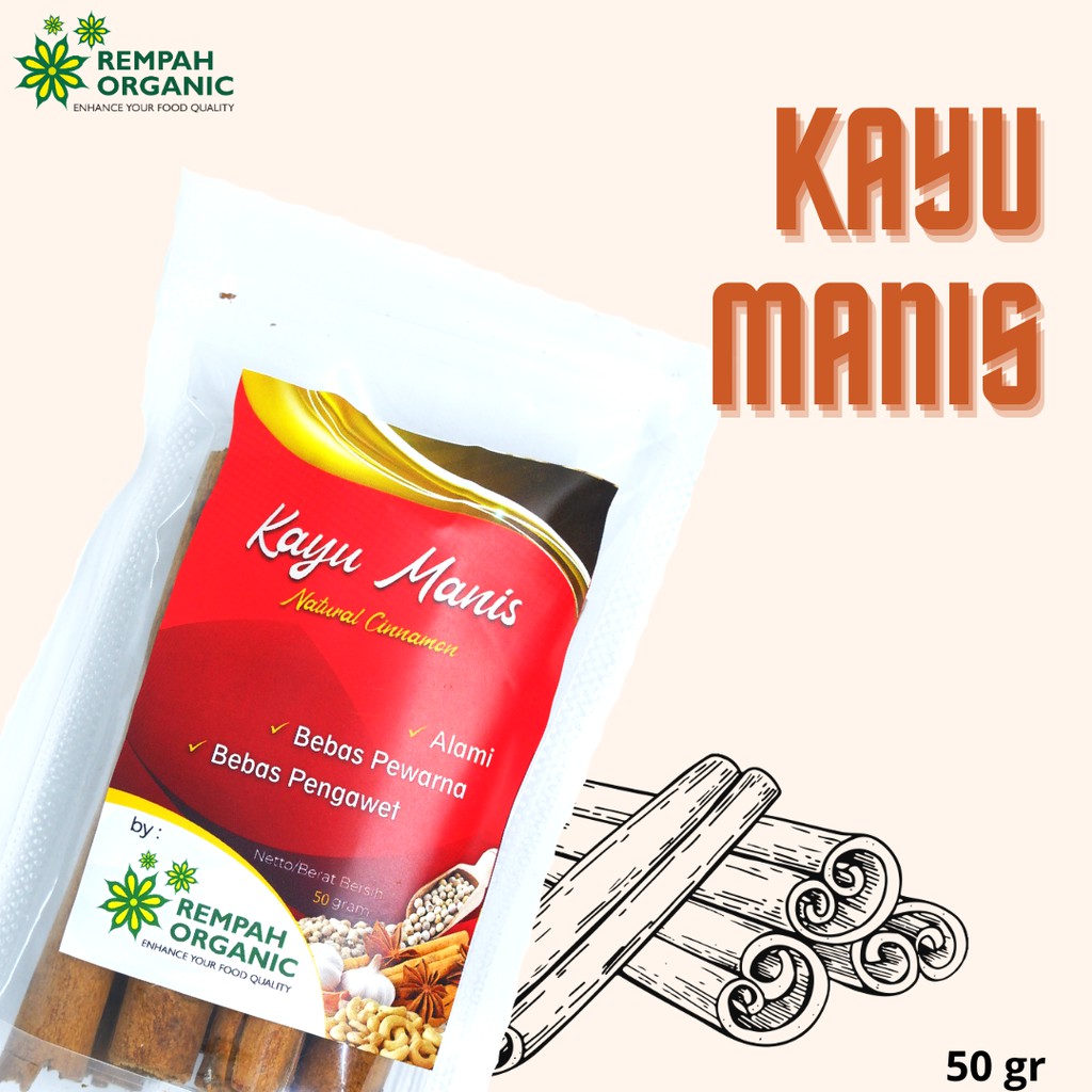 

Rempah Organic - Natural Cinnamon / Kayu Manis 50 Gram