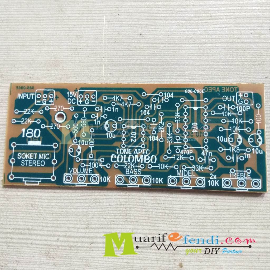 PCB Tone Control MONO APEX Input Balance 180M 3way Soket TOA Stereo