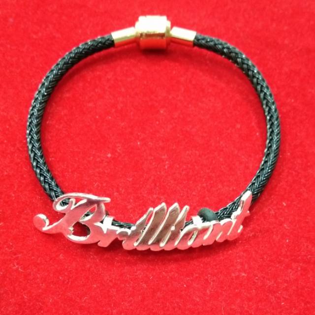 Gelang Nama perak murni tali kawat pandora