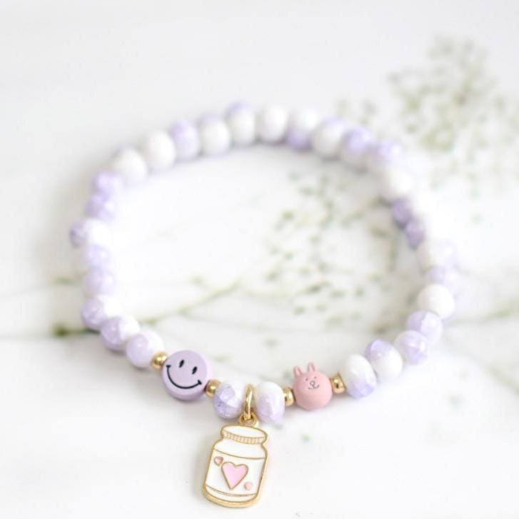 Gelang Unicorn Pearl Anak Premium Korea Pink Kado Cewek Peremuan Susu Planet Surat