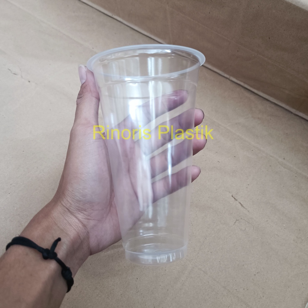 Gelas plastik slim 18oz/Gelas cup slim 18oz/Gelas plastik es teh jumbo tebal tahan panas