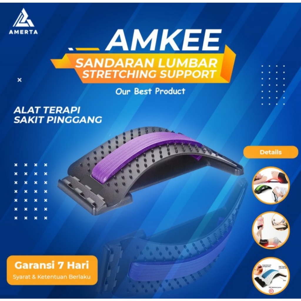 Sandaran Lumbar Spinal Stretching Support Terapi Sakit Pinggang Waist Relax Mate Amkee - Black